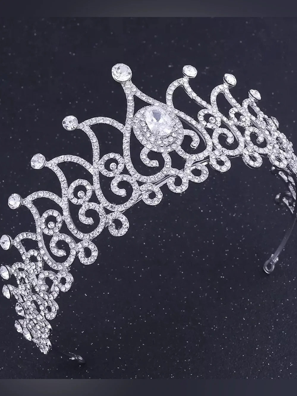 Crystal Rhinestone Silver Tiara Headband
